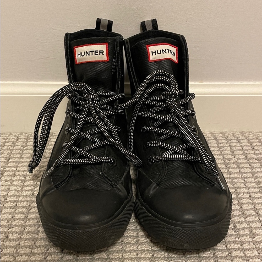 Hunter Black Dipped Lace-Up High Top Boots Shoes Men's US 5 Women's 7